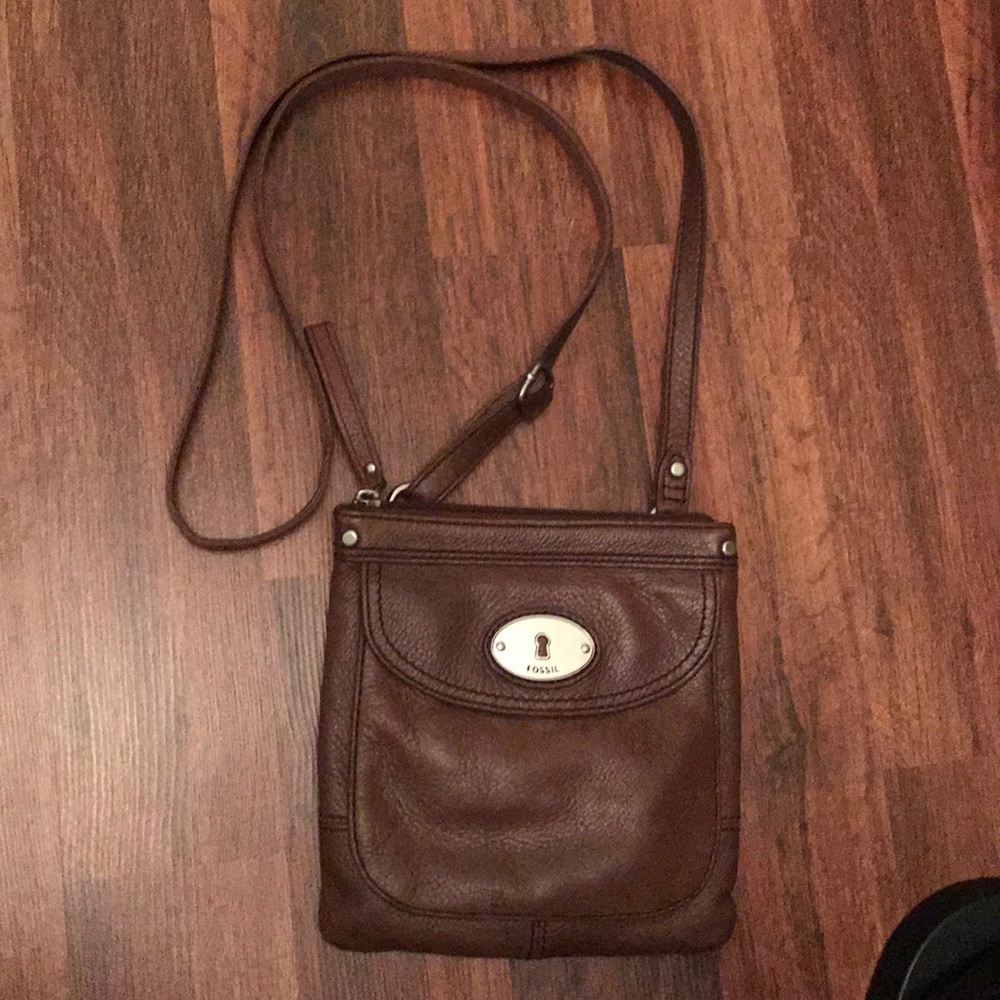 FOSSIL CROSS BODY BAG BROWN LEATHER
